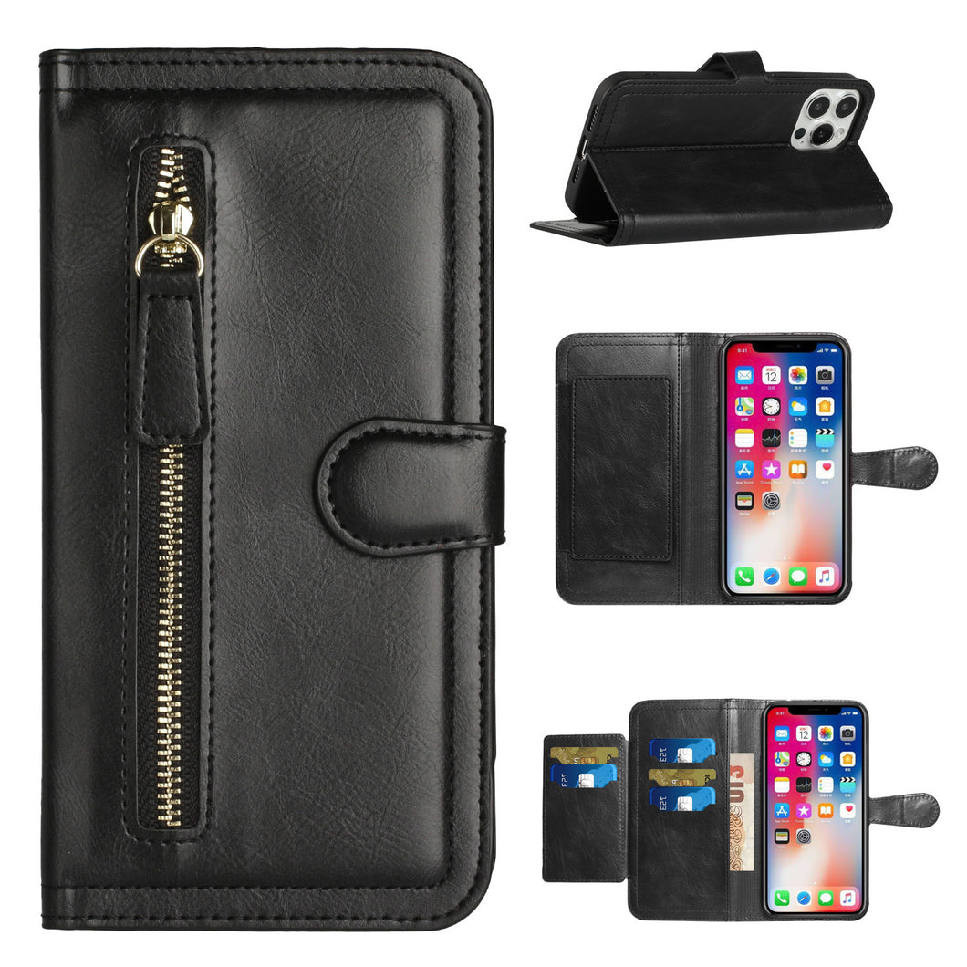 iPhone XR Leather Flip Case Cover,iPhone XR Zipper Wallet Case for